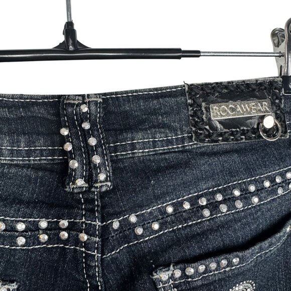 Rocawear‎ Womens Studded Letter R Dark Wash Denim Skinny Jeans Size 3 - Picture 8 of 10